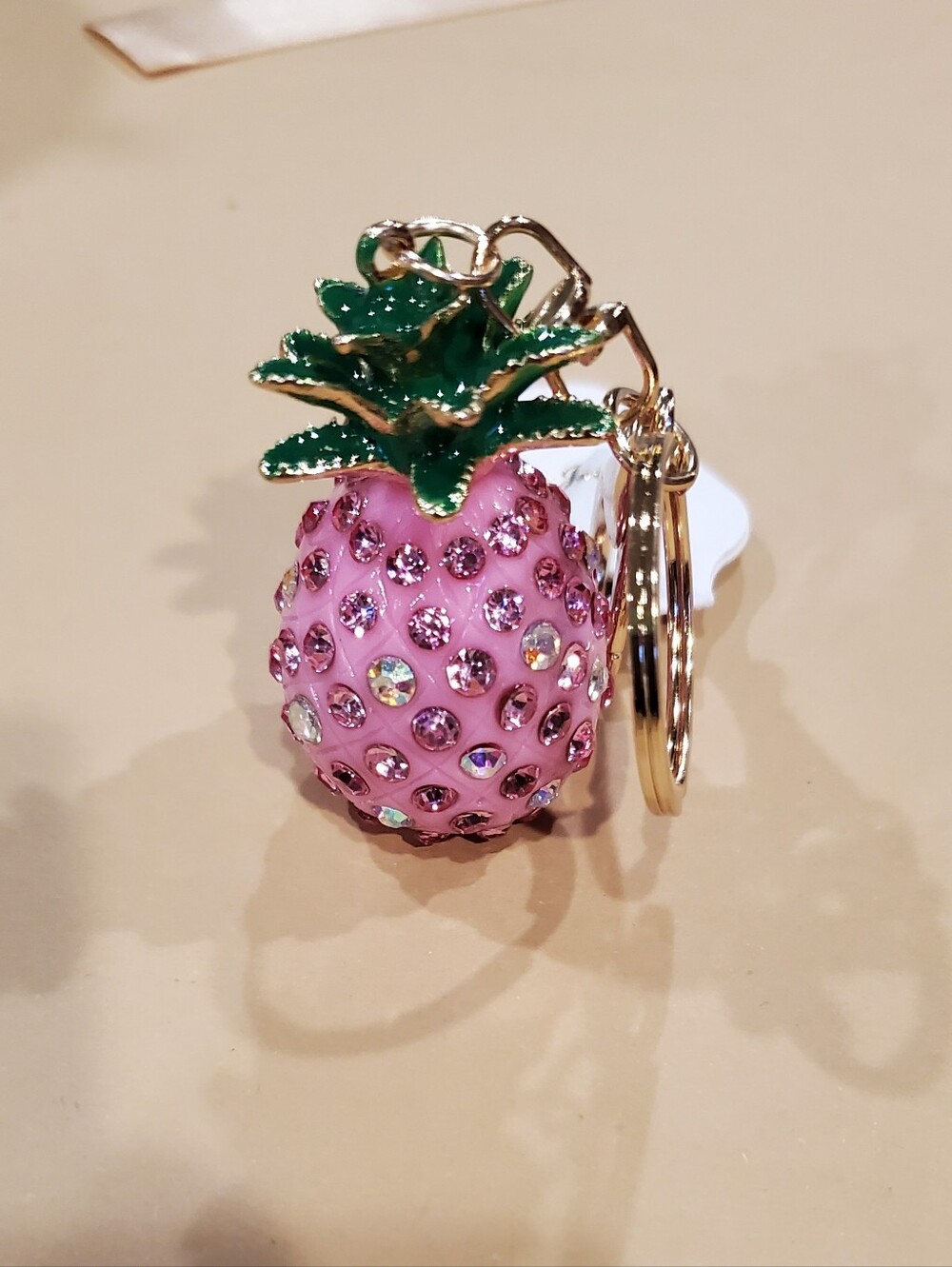 Pink Crystal Pineapple Keychain Charm - Women Jewelry
